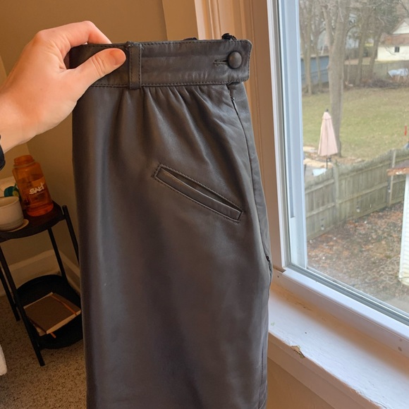 Vintage Chocolate Brown Leather Midi Skirt - Picture 10 of 10